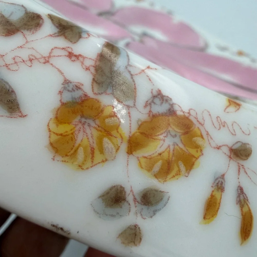 Antique Marx‎ & Gutherz Carlsbad Austria Oyster Plate Pink Oyster 5 Wells Floral